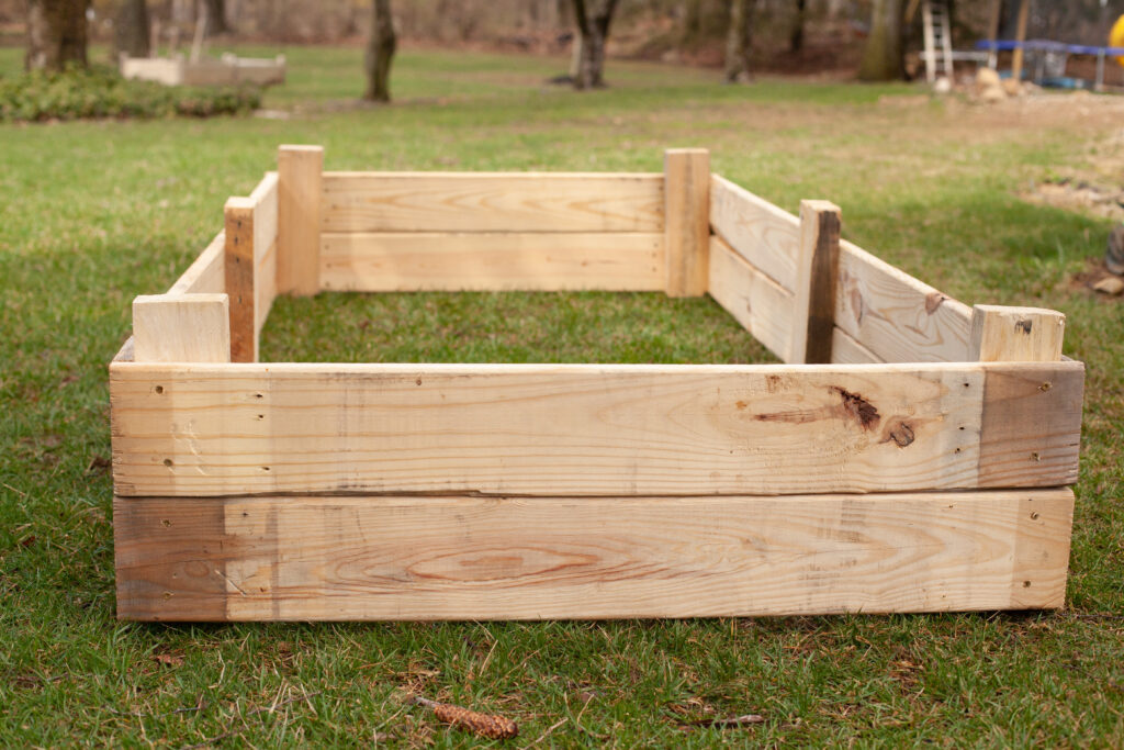 raised garden bed on lawn