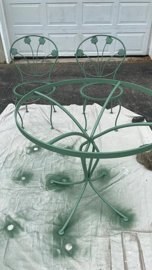 Bistro Table being spraypainted