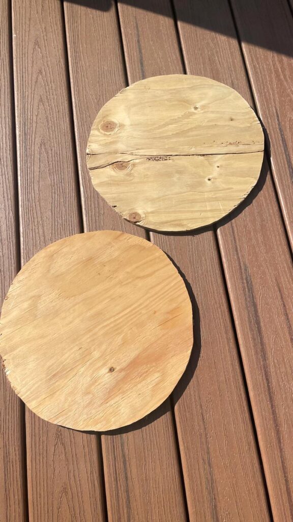 Two circles cut out of plywood