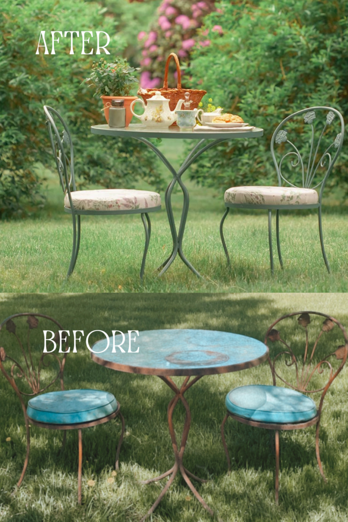 vintage bistro set before and after makeover