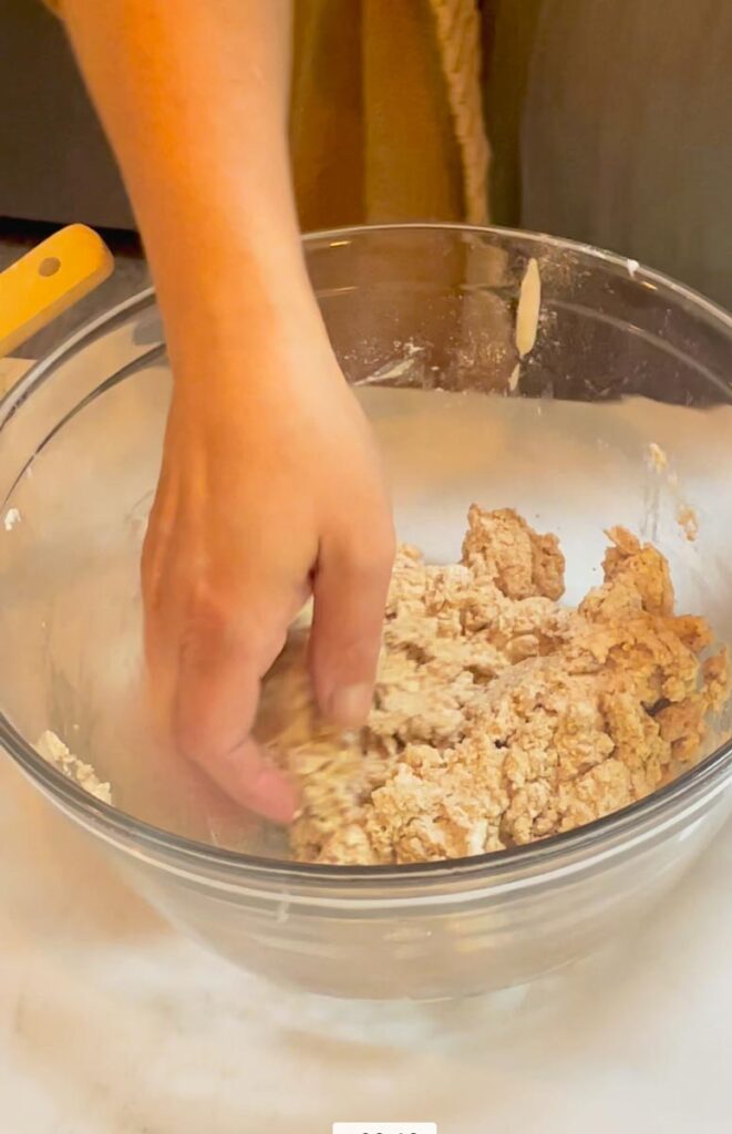 mixing einkorn dough