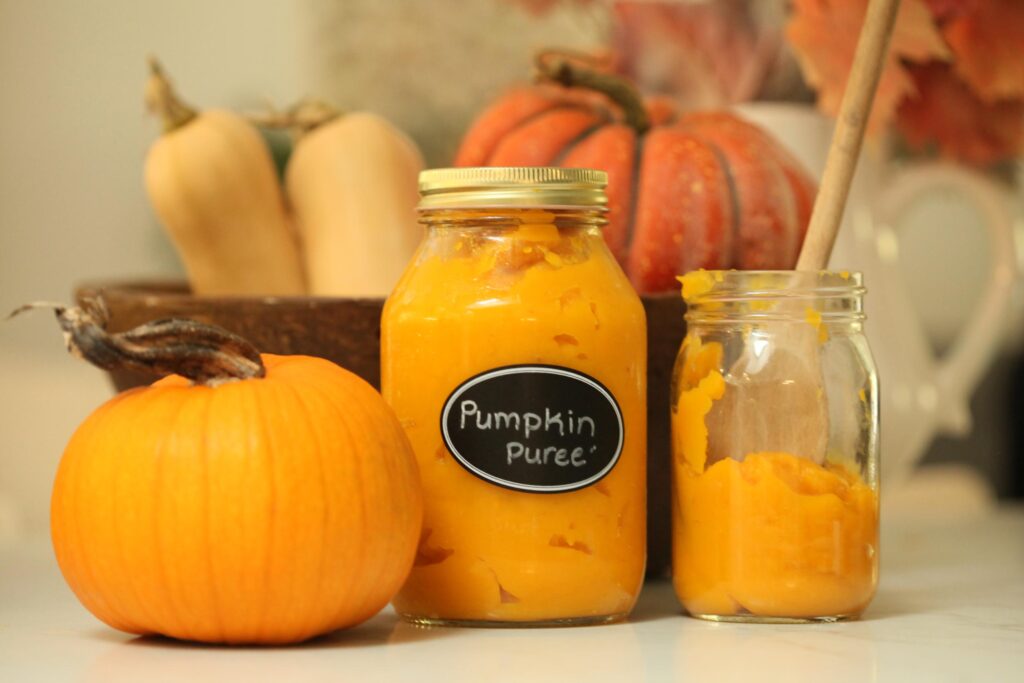 pumpkin puree in jars