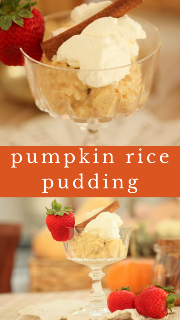pumpkin rice pudding in a dessert glass