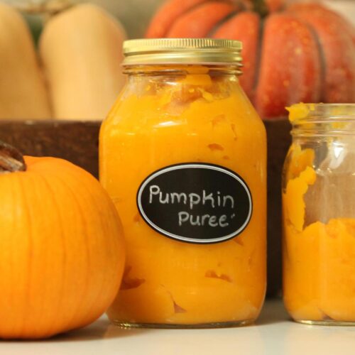 pumpkin puree in glass jar