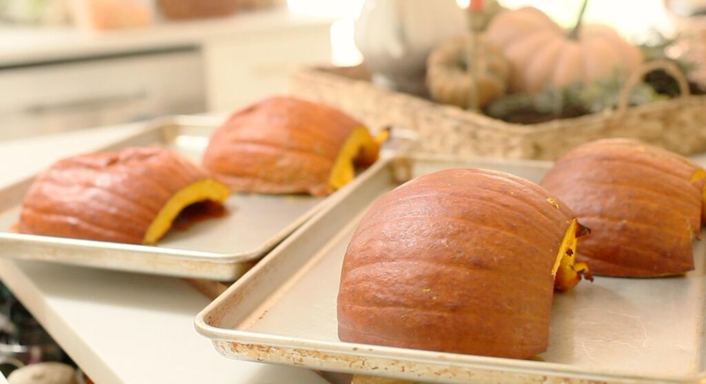 roasted pumpkin on a tray